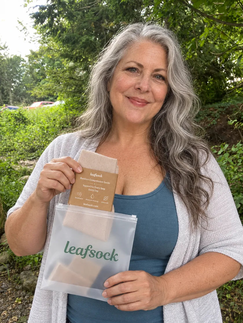 Brand-created LeafSock product scene in an everyday setting