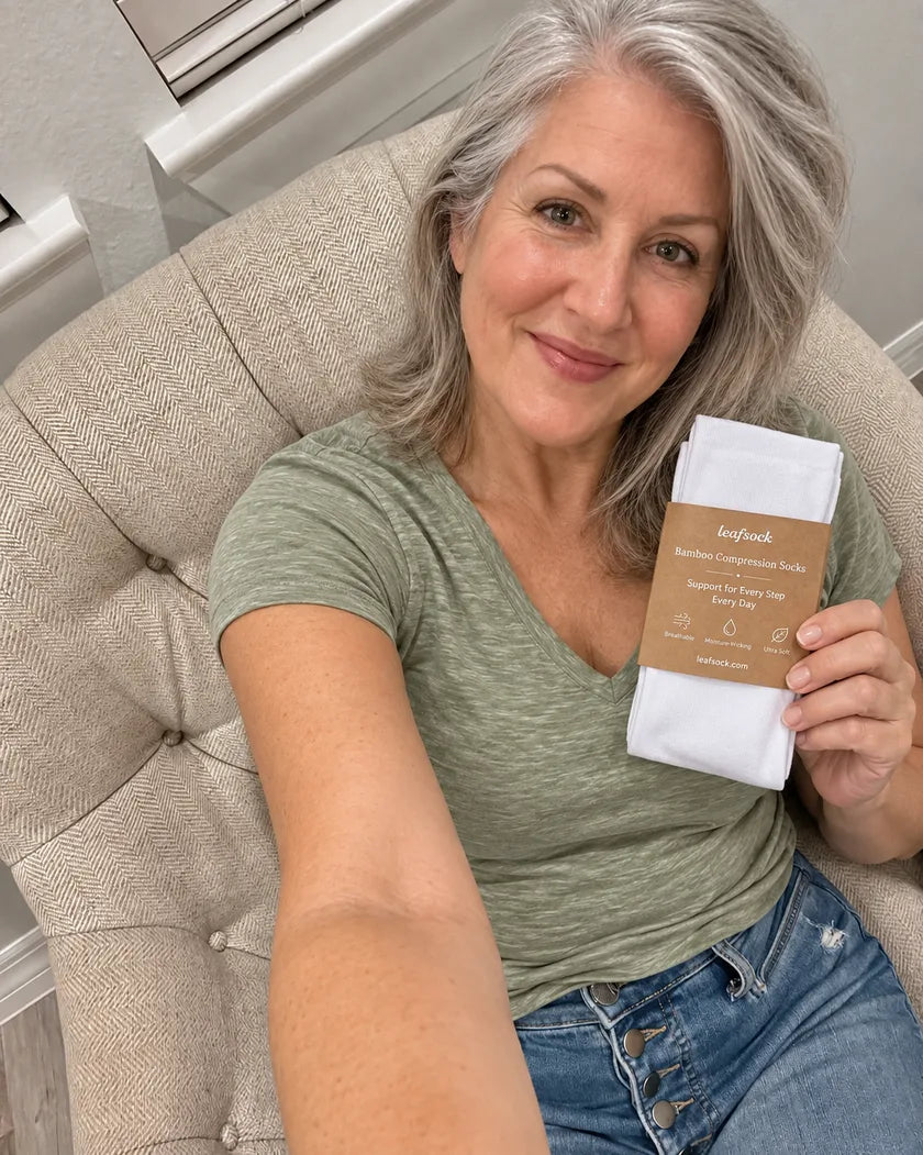 Brand-created LeafSock product scene in an everyday setting