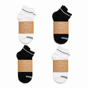 Packaged Classic White and Classic Black LeafSock bamboo ankle compression socks.