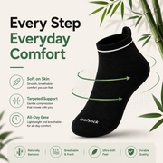 Black bamboo ankle compression socks highlighting everyday comfort and soft fabric 