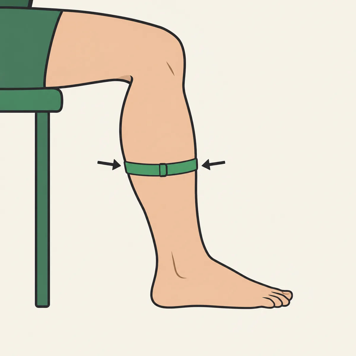 Measure around the widest part of your calf with your foot flat on the floor